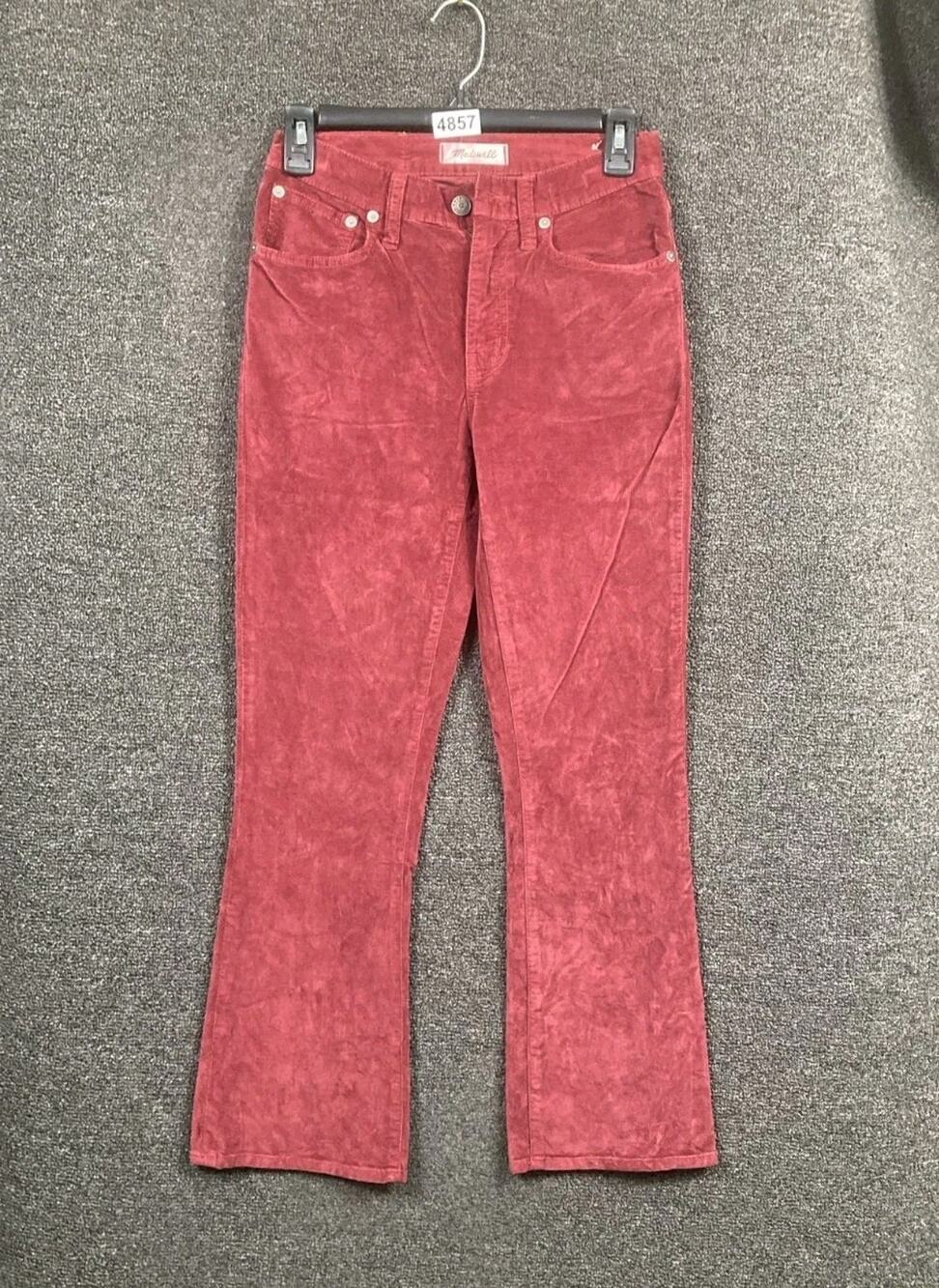 Madewell Cali Demi-Boot Jeans Womens Size 24 Burgundy Mid Rise Style F8997